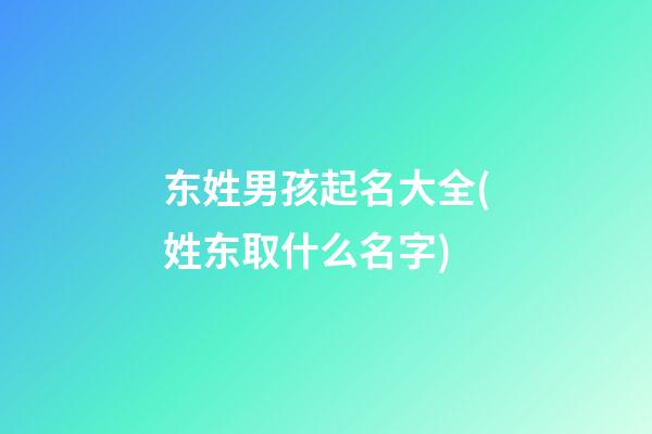 东姓男孩起名大全(姓东取什么名字)