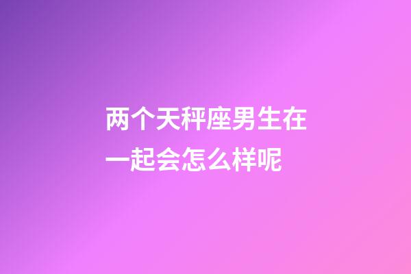 两个天秤座男生在一起会怎么样呢-第1张-星座运势-玄机派