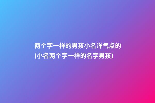 两个字一样的男孩小名洋气点的(小名两个字一样的名字男孩)