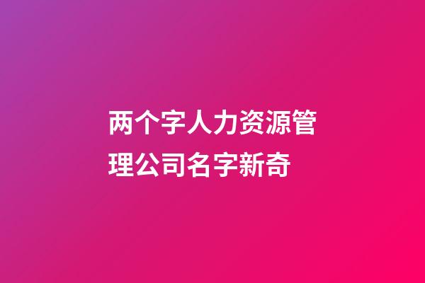 两个字人力资源管理公司名字新奇-第1张-公司起名-玄机派