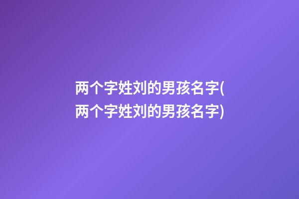两个字姓刘的男孩名字(两个字姓刘的男孩名字)