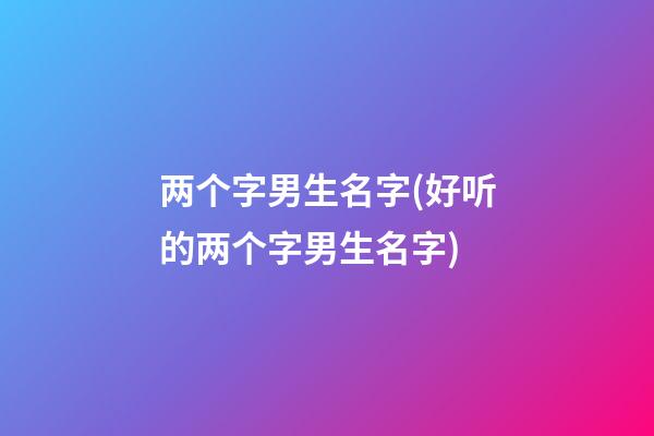 两个字男生名字(好听的两个字男生名字)
