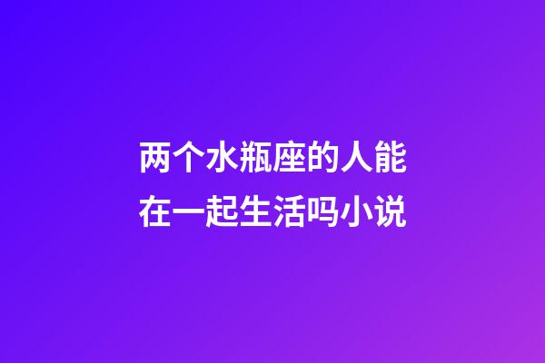 两个水瓶座的人能在一起生活吗小说-第1张-星座运势-玄机派
