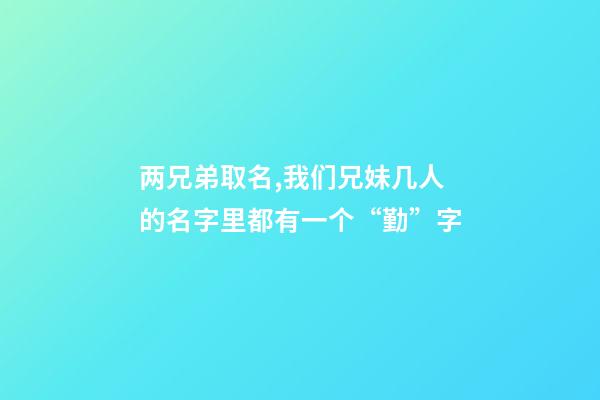 两兄弟取名,我们兄妹几人的名字里都有一个“勤”字-第1张-观点-玄机派