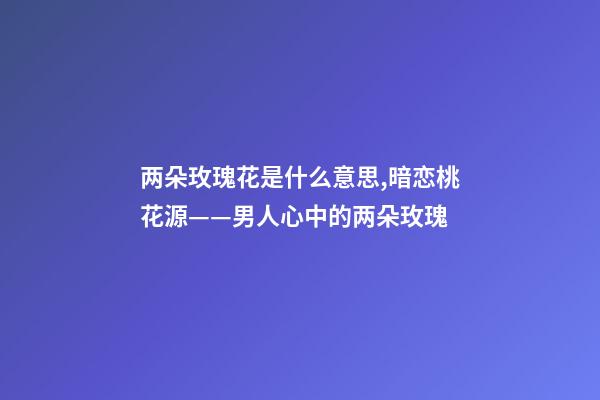两朵玫瑰花是什么意思,暗恋桃花源——男人心中的两朵玫瑰-第1张-观点-玄机派