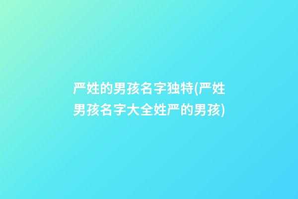 严姓的男孩名字独特(严姓男孩名字大全姓严的男孩)