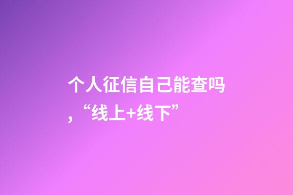 个人征信自己能查吗,“线上+线下”-第1张-观点-玄机派