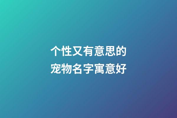 个性又有意思的宠物名字寓意好