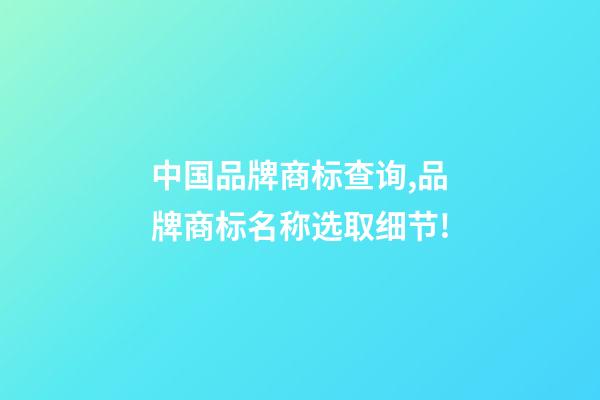 中国品牌商标查询,品牌商标名称选取细节!-第1张-商标起名-玄机派