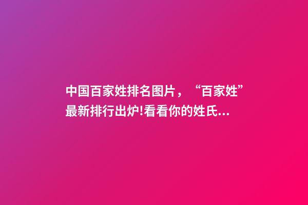 中国百家姓排名图片，“百家姓”最新排行出炉!看看你的姓氏排第几-第1张-观点-玄机派