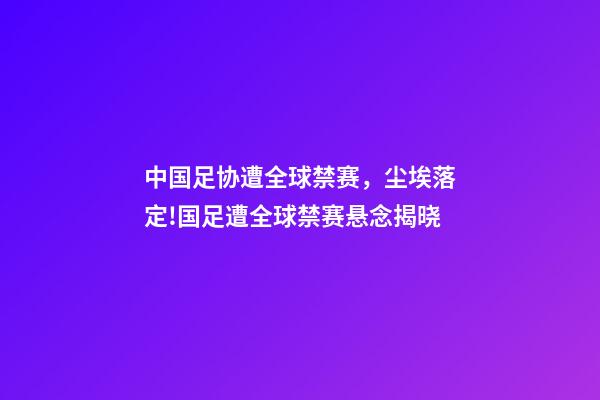 中国足协遭全球禁赛，尘埃落定!国足遭全球禁赛悬念揭晓-第1张-观点-玄机派