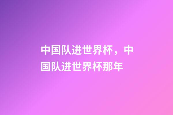 中国队进世界杯，中国队进世界杯那年-第1张-观点-玄机派