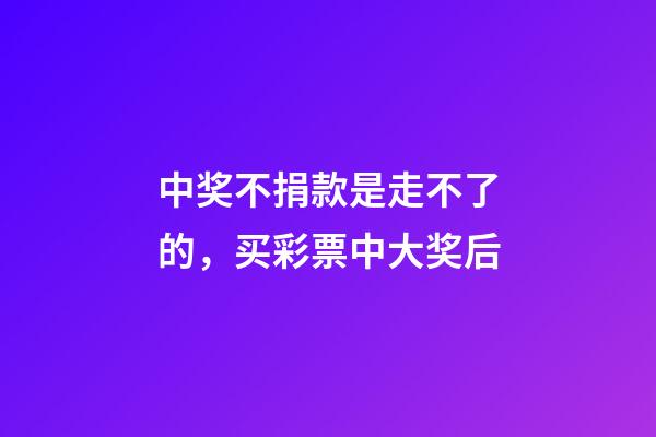 中奖不捐款是走不了的，买彩票中大奖后-第1张-观点-玄机派