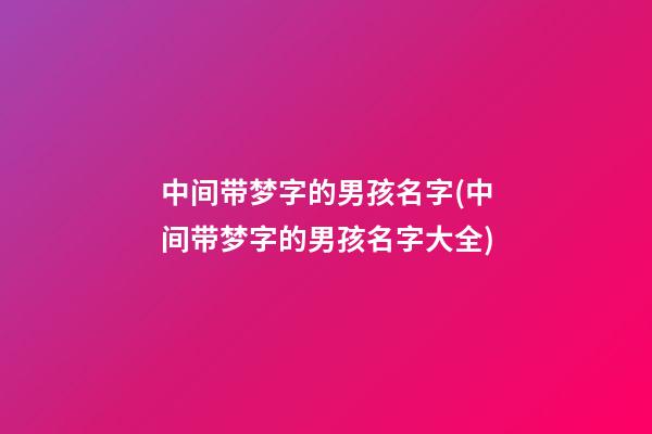 中间带梦字的男孩名字(中间带梦字的男孩名字大全)