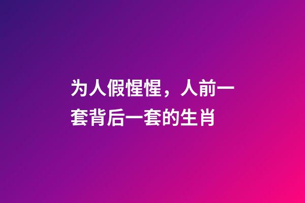 为人假惺惺，人前一套背后一套的生肖-第1张-观点-玄机派