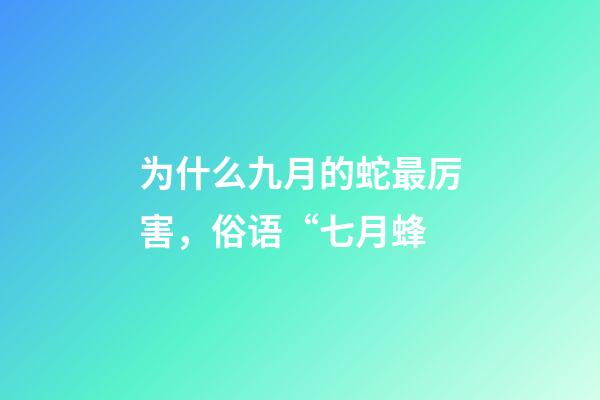 为什么九月的蛇最厉害，俗语“七月蜂-第1张-观点-玄机派