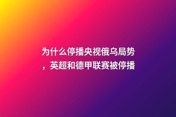 为什么停播央视俄乌局势，英超和德甲联赛被停播-第1张-观点-玄机派