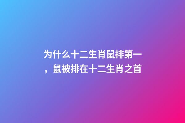 为什么十二生肖鼠排第一，鼠被排在十二生肖之首-第1张-观点-玄机派