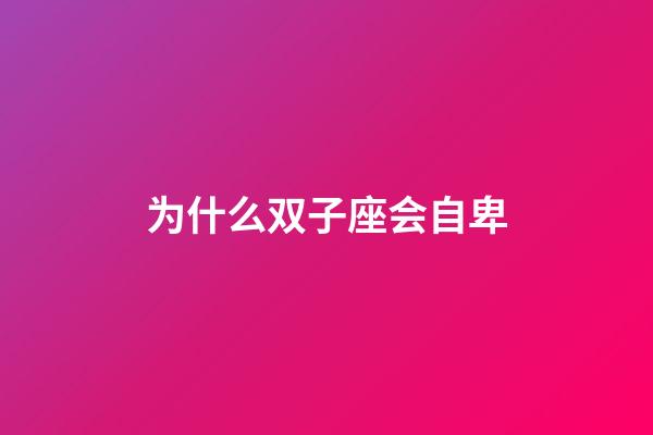 为什么双子座会自卑-第1张-星座运势-玄机派