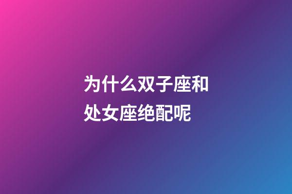 为什么双子座和处女座绝配呢-第1张-星座运势-玄机派