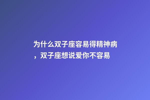 为什么双子座容易得精神病，双子座想说爱你不容易-第1张-观点-玄机派