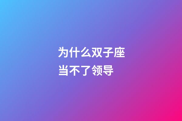 为什么双子座当不了领导-第1张-星座运势-玄机派