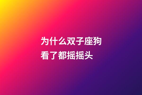 为什么双子座狗看了都摇摇头-第1张-星座运势-玄机派