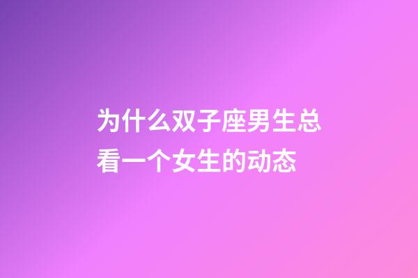 为什么双子座男生总看一个女生的动态-第1张-星座运势-玄机派