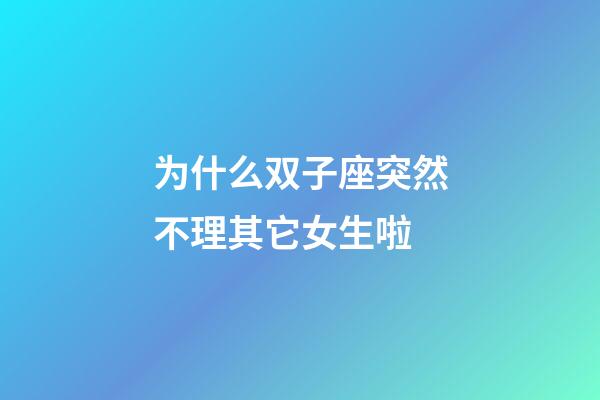 为什么双子座突然不理其它女生啦-第1张-星座运势-玄机派