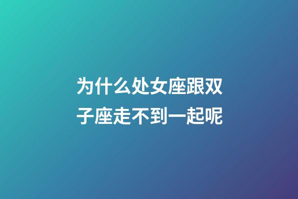 为什么处女座跟双子座走不到一起呢-第1张-星座运势-玄机派