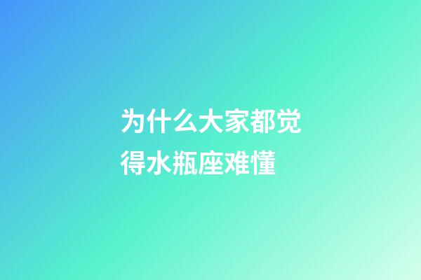 为什么大家都觉得水瓶座难懂-第1张-星座运势-玄机派