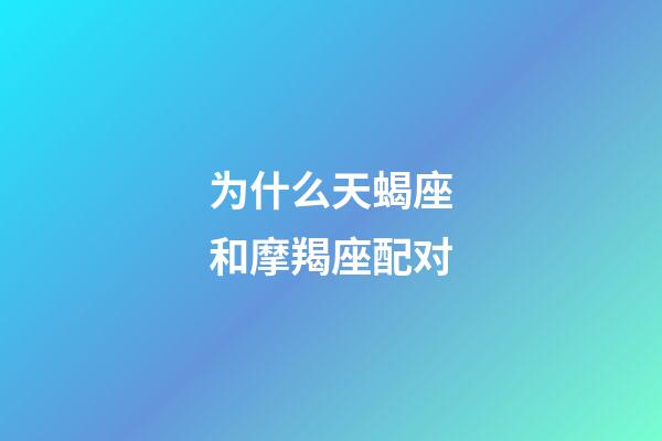 为什么天蝎座和摩羯座配对-第1张-星座运势-玄机派