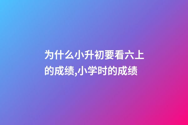 为什么小升初要看六上的成绩,小学时的成绩-第1张-观点-玄机派