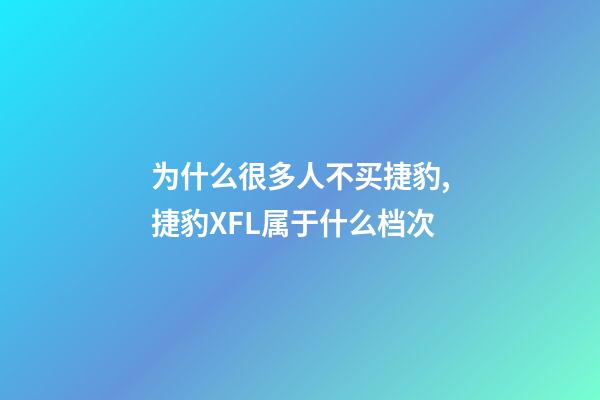 为什么很多人不买捷豹,捷豹XFL属于什么档次-第1张-观点-玄机派