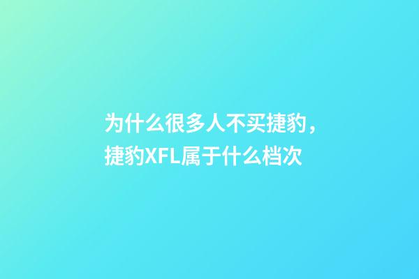 为什么很多人不买捷豹，捷豹XFL属于什么档次-第1张-观点-玄机派