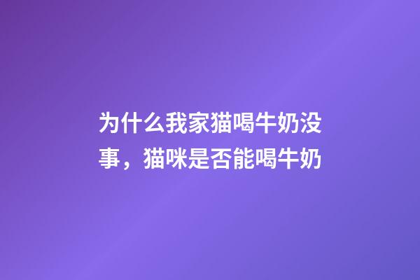 为什么我家猫喝牛奶没事，猫咪是否能喝牛奶-第1张-观点-玄机派