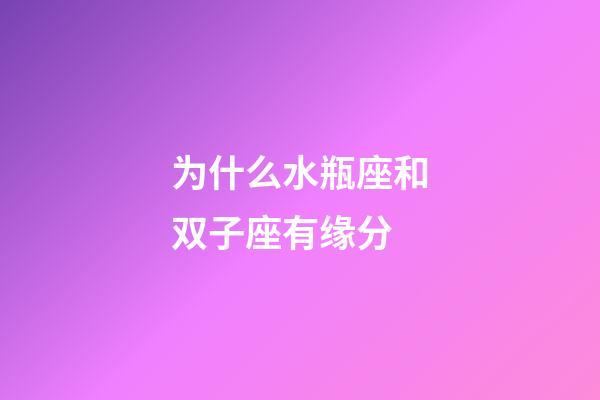 为什么水瓶座和双子座有缘分-第1张-星座运势-玄机派