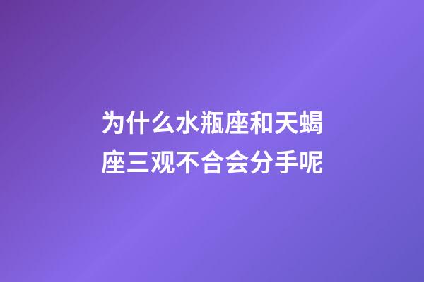 为什么水瓶座和天蝎座三观不合会分手呢-第1张-星座运势-玄机派