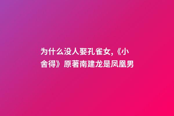 为什么没人娶孔雀女,《小舍得》原著南建龙是凤凰男-第1张-观点-玄机派