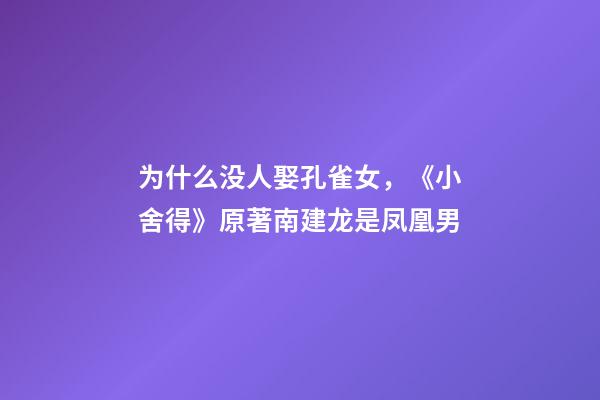 为什么没人娶孔雀女，《小舍得》原著南建龙是凤凰男-第1张-观点-玄机派