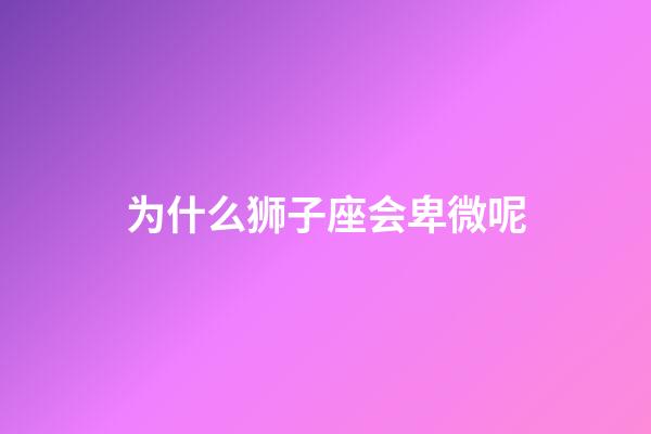 为什么狮子座会卑微呢-第1张-星座运势-玄机派