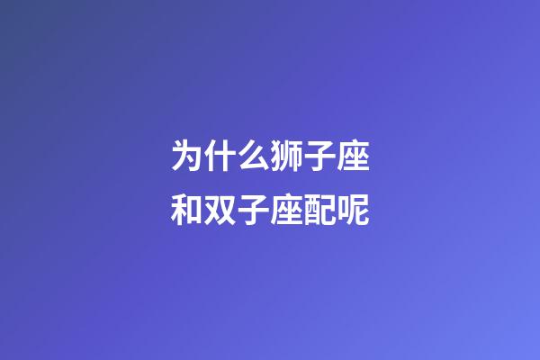 为什么狮子座和双子座配呢-第1张-星座运势-玄机派