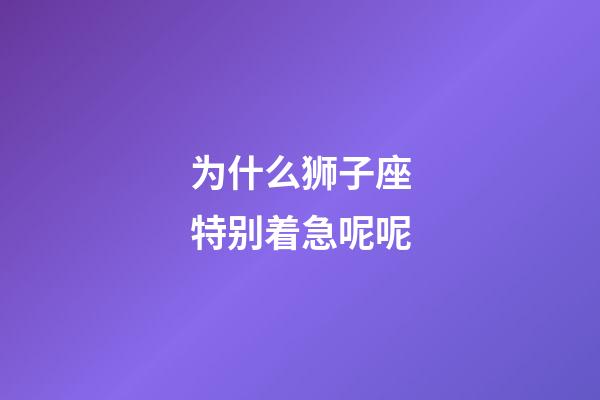 为什么狮子座特别着急呢呢-第1张-星座运势-玄机派