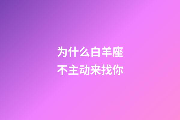 为什么白羊座不主动来找你-第1张-星座运势-玄机派