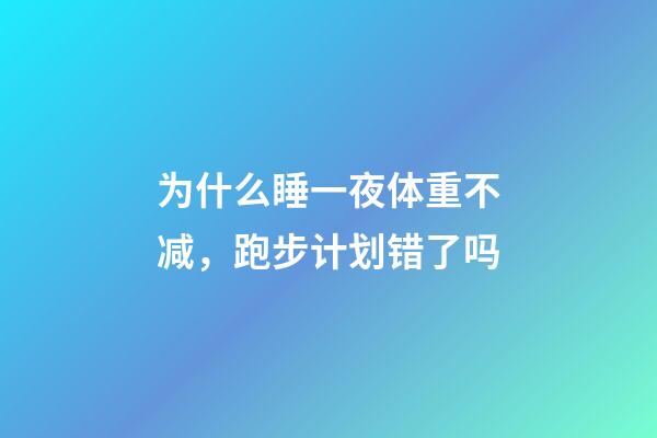 为什么睡一夜体重不减，跑步计划错了吗-第1张-观点-玄机派