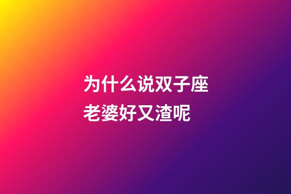 为什么说双子座老婆好又渣呢-第1张-星座运势-玄机派