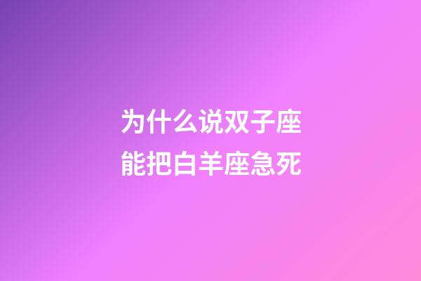 为什么说双子座能把白羊座急死-第1张-星座运势-玄机派