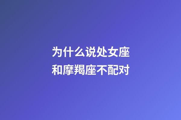 为什么说处女座和摩羯座不配对-第1张-星座运势-玄机派