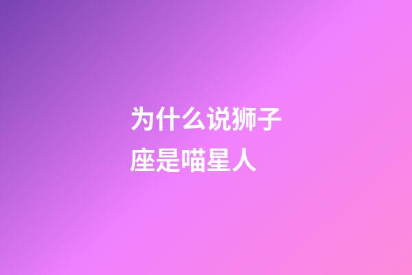 为什么说狮子座是喵星人-第1张-星座运势-玄机派