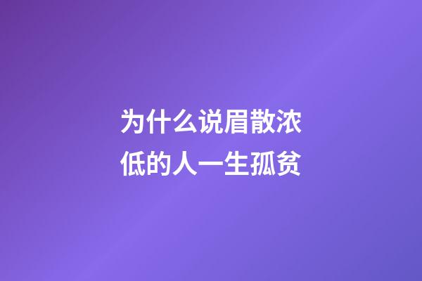 为什么说眉散浓低的人一生孤贫